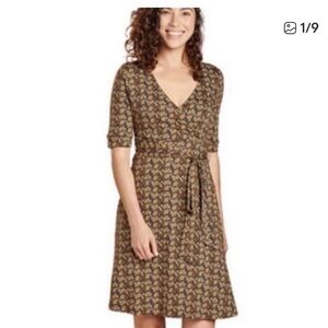 Toad&Co Brown Floral Midi Dress